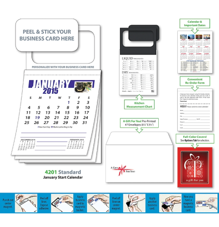 Magnetic Business Card Calendar w/ Cover - (January 2014 Start)