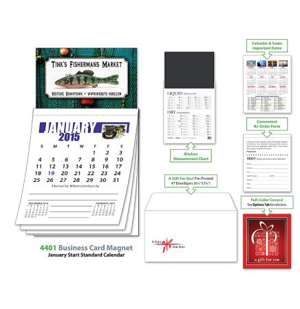 Magna-Cal 12 Month Business Card Magnet Calendar - January 2014 Start