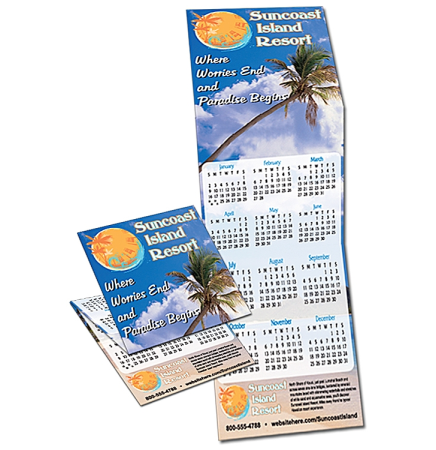 4 Pt. Gloss Text Tri-Fold Calendar (5.3"x17")