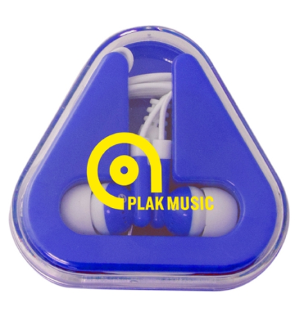 Colorful Ear Buds with Matching Triangle Case