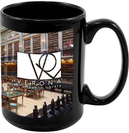 Full Color Black Stoneware Magna Mug - 15 Oz