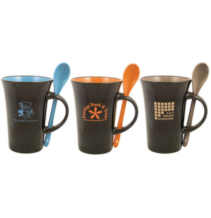 12 Oz. Latte Spoon Ceramic Mug