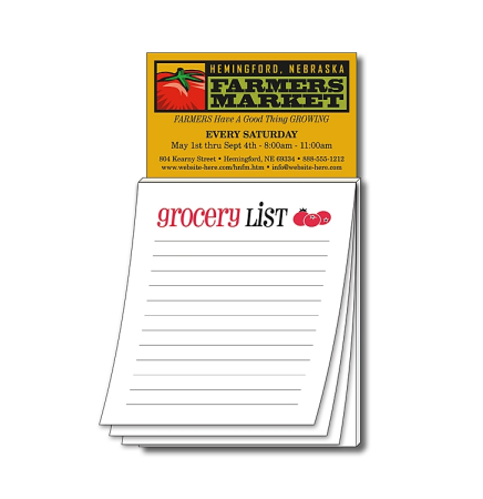 Magna-Pad Stock Business Card Magnet Note Pad w/ 50 "Grocery List" Sheet