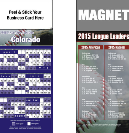 Peel and Stick Pro Baseball Schedule Magnet (3 1/2" x 8 1/2")