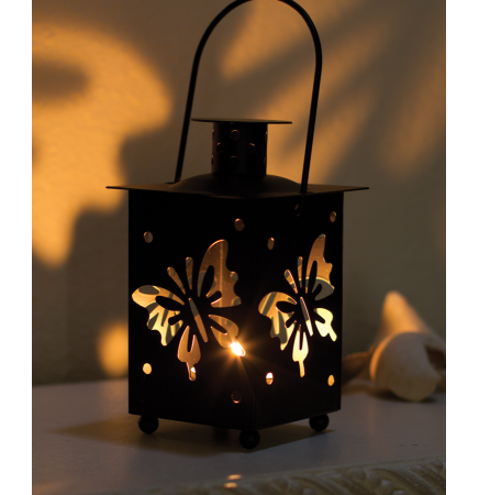 Tea Light Holder With Butterfly Casting Effect
