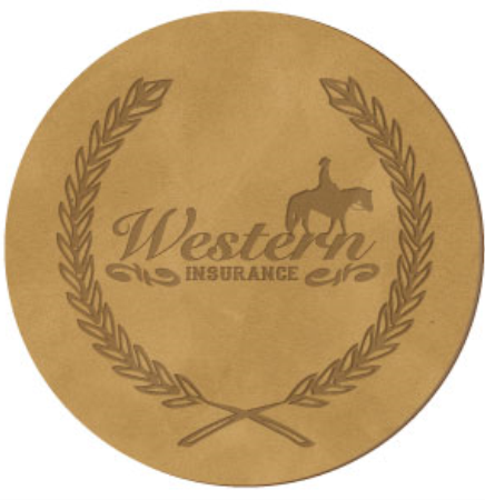 Debossed Leather Coasters-Circle (3 7/8" Diameter)
