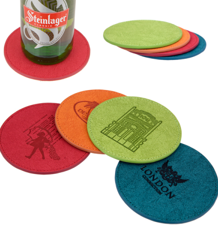 iPosh PU Leather Round Coaster (Lime Green)