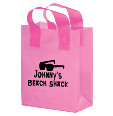 Color Frosted Soft Loop Shopper Bag with Insert (8"x4"x11") - Foil Stamp