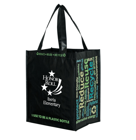 Laminated 100 percent Recycled P.E.T. Grocery Bag (12"x8"x13") - Screen Print