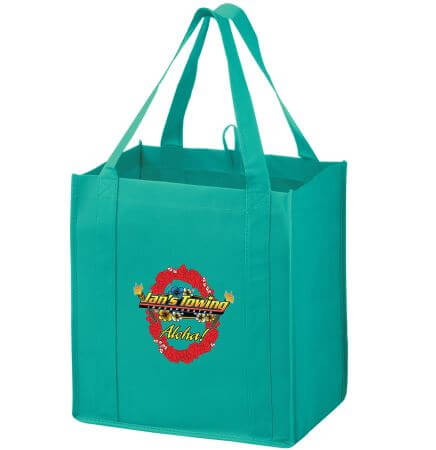 Heavy Duty Non-Woven Grocery Tote Bag w/Insert and Full Color (13"x10"x15") - Color Evolution