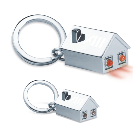 Dimensional Molded House Key Holder w/ 2 Red Lights & Batteries