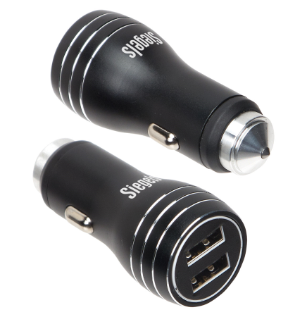 2-Port Smart USB Car Charger w/ Emergency Safety Hammer -3.1A