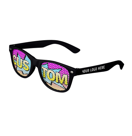 Black Kids Size Logo Lenses Custom Printed Lenses Retro Sunglasses