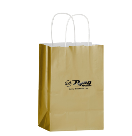 Color Gloss Paper Shopper Tote Bag (5"x3 1/2"x8") - Foil Stamp