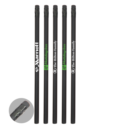 High Quality Imported All Black Matte Pencil with Black Eraser