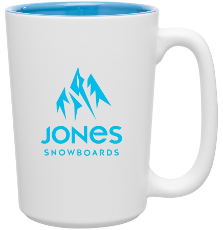 15 Oz. Matte White/Glossy Sky Blue Rocca Mug