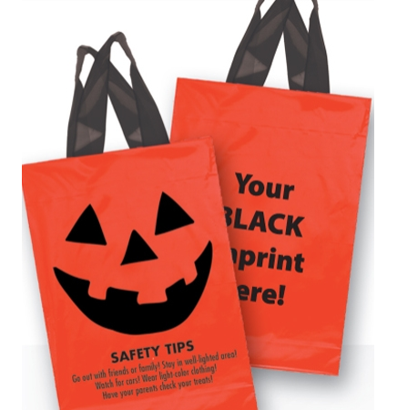 Pumpkin Face & Safety Tips Orange Soft Loop Shopper • 10" x 15"
