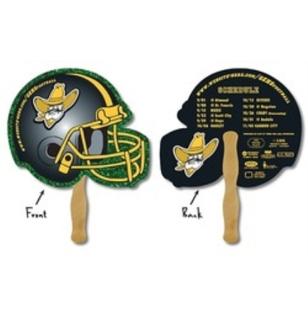 School Hand Fan - 10"x8.5" Football Helmet Shaped Laminated - 14 Point