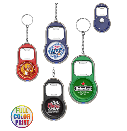 Beer Bottle Opener W/LED Light Keychain - Full Color Print