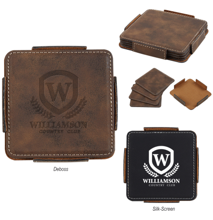 4-Piece Coaster Set With Holder
