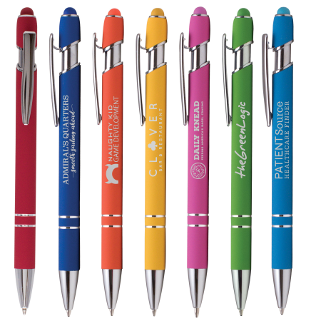 Ellipse Softy Brights w/Stylus - Laser Engraved Metal Pen