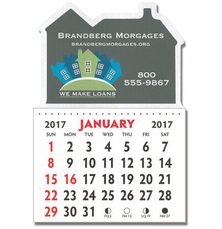 Designer Shaped Kwik-Stik Textured Vinyl Calendar w/ House Top