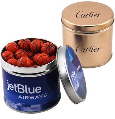 Round Tin w/Chocolate Basketballs