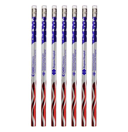 "USA Patriotic" Promotional Printed Pencils with Custom Logo & Message