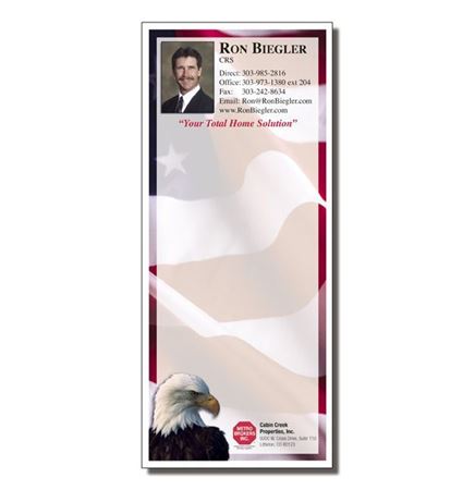 High Quality Notepad! 3 1/2" x 8" Patriotic Full-Color Notepads - 25 Sheets