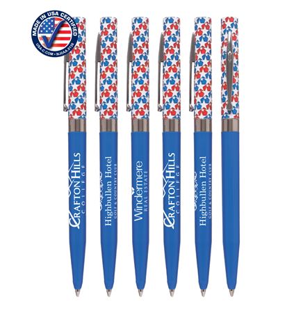 Certified USA Made, Patriotic Stars Designed Twister Deluxe Pen