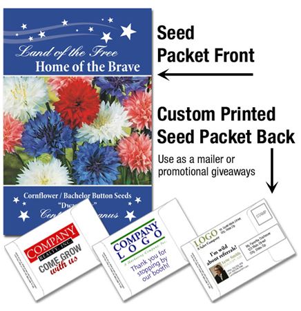 Patriotic & 4th of July Mailable/Handout Seed Packet - Custom Printed Back