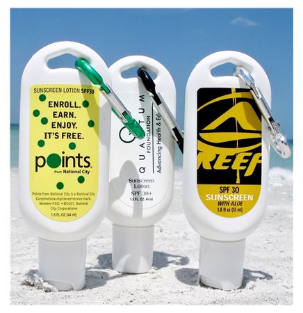 1.5 Oz. SPF30 Sunscreen Broad Spectrum Sport Tottle w/Carabiner Clip Made in USA