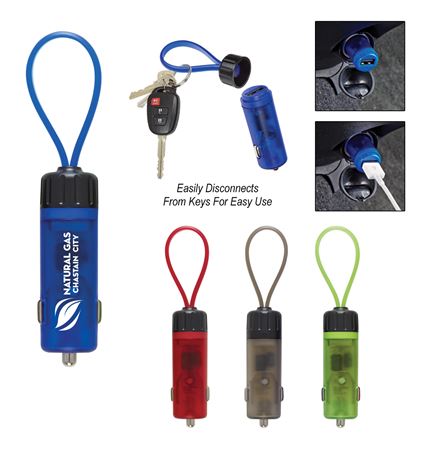 Luminous USB Car Charger Key Strap