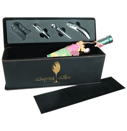 Black/Gold Single Wine Box W/Tools
