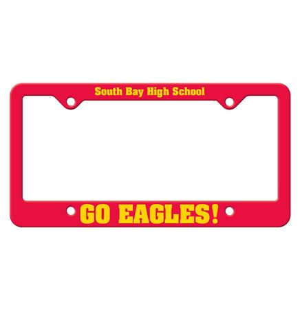 Red Auto License Frame w/ 4 Holes & Large Bottom Straight Panel