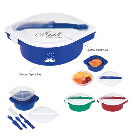 Multi-Compartment Food Container With Utensils