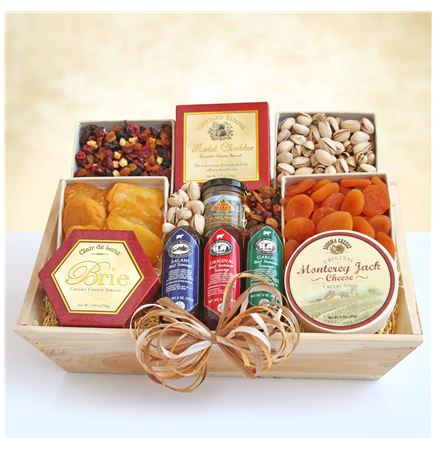 Deluxe Meat & Cheese Wooden Gift Crate