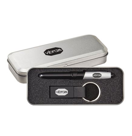 Nano Pen/Stylus/Keyring Gift Set - Silver