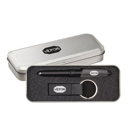 Nano Pen/Stylus/Keyring Gift Set - Gun Metal
