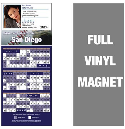 Full Vinyl Magnet Pro Baseball Schedule (3 1/2 x 8 1/2)