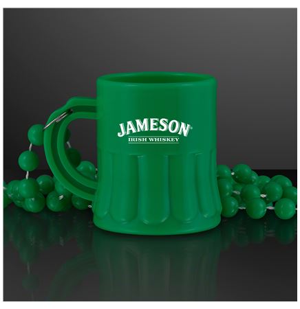 Green Mug Shot Glass on Bead Necklace (NON-Light Up)