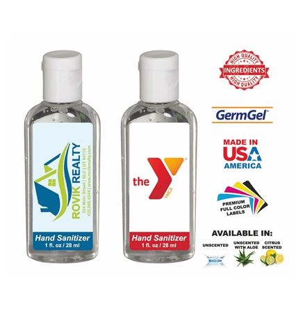Hand Sanitizer, 1 Oz. - Clear Oval Bottle with White Cap