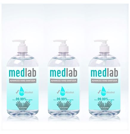 M Lab Antiseptic 70% Alcohol Hand Sanitizer 8 fl oz. Hand Pump Sanitizer Dispenser Bottle FDA USA
