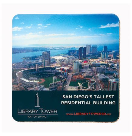 4" Square Deluxe Coaster w/Cork Lining