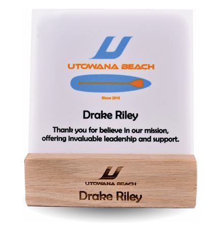 Full color Plaque/counter display with wood base