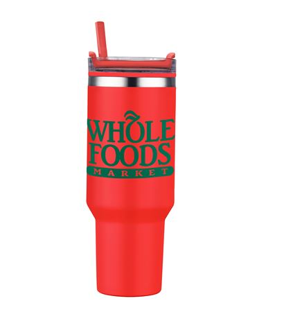 40 oz PP Lined Double Wall Tumbler With Handle & Straw