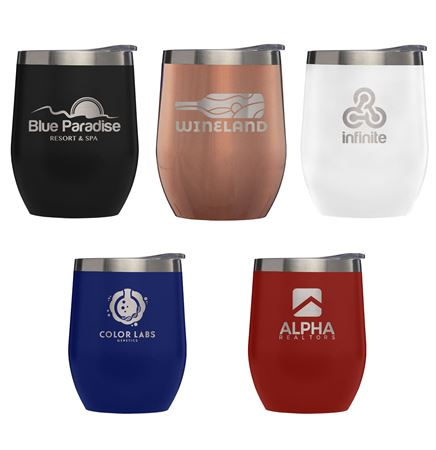 Escape - 11 oz. Double-Wall Stainless Wine Cup - Laser