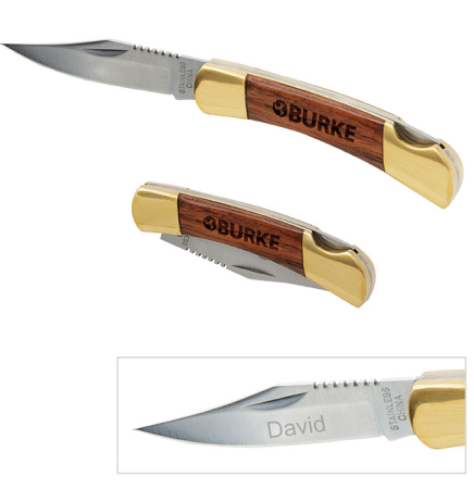 V-Line Small Rosewood Pocket Knife (Gold)