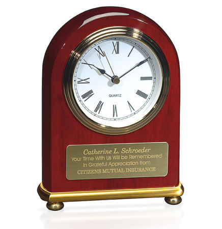 Rosewood Arch Clock w/ Roman Numeral Dial