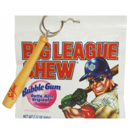 Big League Chew w/ Mini Baseball Bat Key Chain